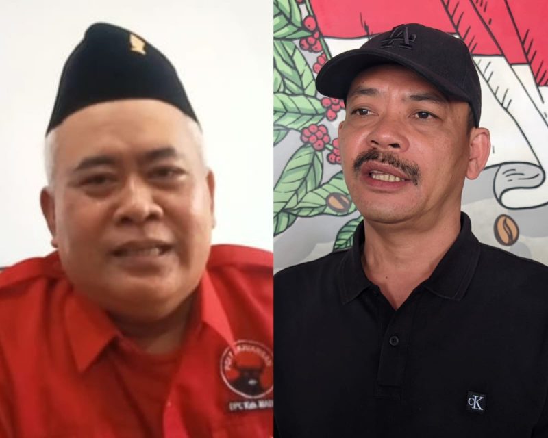 Dua politisi PDI Perjuangan Kabupaten Madiun, Fery Sudarsono (baju merah) dan Budi Wahono. Foto : Kolase Dok. NEUMEDIA.