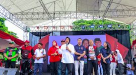 Orasi Calon Gubernur Jawa Timur nomor urut 3, Tri Rismaharini, dalam kampanye akbar Paslon Wali Kota dan Wakil Wali Kota Madiun, Inda Raya dan Aldi Dwi Prastianto (Dadi Juara), di lapangan Gulun, Kota Madiun, Minggu (20/10/2024).