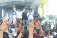 Kampanye akbar Paslon Harmonis di Gudang Tentrem, Desa Purworejo, Kecamatan Pilangkenceng, Minggu (17/11/2024).