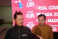 Paslon Maidi-F. Bagus Panuntun klaim kemenangan Pilwalkot Madiun berdasarkan real count internal, Rabu (27/11/2024) malam.