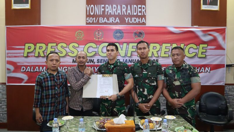 Kesepakatan damai mengakhiri salah paham antara Yonif Linud 501/BY dan wartawan NET TV.