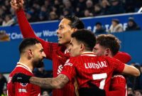 Para pemain Liverpool merayakan gol ke gawang Everton dalam Derby Merseyside, Kamis (13/2/2025) dini hari lalu. Sumber Foto : Instagram @virgilvandijk