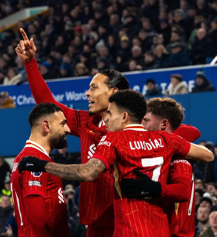 Para pemain Liverpool merayakan gol ke gawang Everton dalam Derby Merseyside, Kamis (13/2/2025) dini hari lalu. Sumber Foto : Instagram @virgilvandijk
