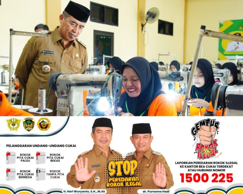 Bupati Madiun Hari Wuryanto memantau pelatihan menjahit Upper sepatu di Desa Ngampel, Kecamatan Mejayan, Selasa (3/6/2025).