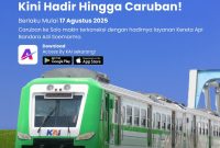 Mulai Minggu (17/8/2025), KA BIAS resmi melayani rute hingga stasiun Caruban, Kabupaten Madiun. Sumber Foto : KAI Daop 7 Madiun. 
