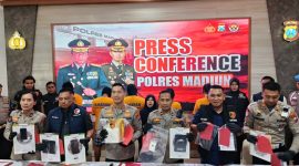 Polres Madiun gelar Press release di Mapolres Madiun, Jumat (8/8/2025). 