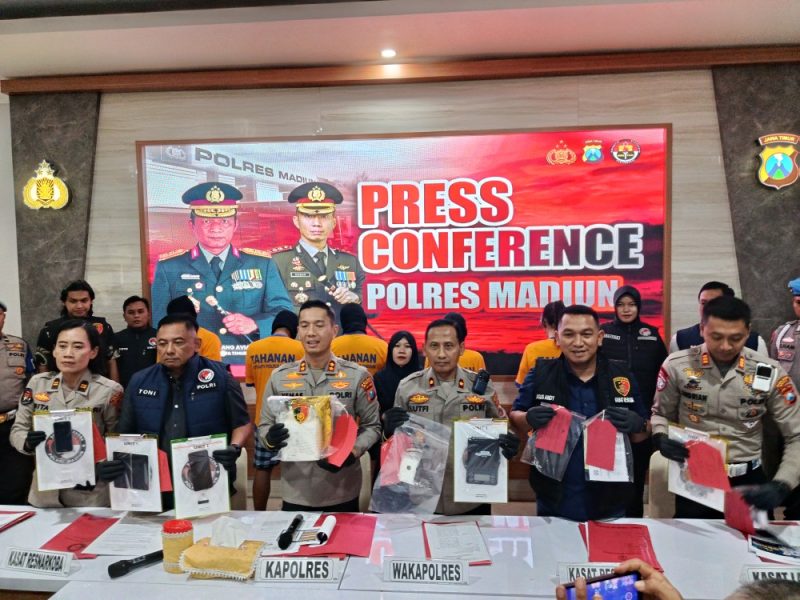 Polres Madiun gelar Press release di Mapolres Madiun, Jumat (8/8/2025). 