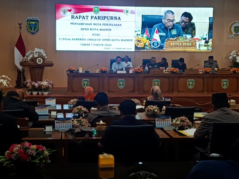 Rapat paripurna DPRD Kota Madiun, Jumat (27/2/2026) 