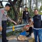 Polisi melakukan olah TKP penemuan bayi laki-laki di dekat jembatan Ring Road Barat Kota Madiun, Jumat (15/5/2026) 
