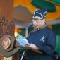 Bupati Madiun membacakan amanat dalam upacara peringatan Hari Jadi ke-458 Kabupaten Madiun di halaman Pendapa Ronggo Djoemeno, Mejayan, Caruban, Sabtu (18/7/2026) pagi. Foto-foto : Prokopim Pemkab Madiun
