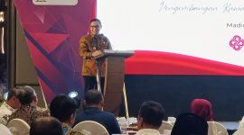 Plt Wali Kota Madiun, F. Bagus Panuntun memberikan sambutan dalam Sarasehan Pawitan Dirogo, Jumat (21/8/2026) 