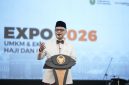 Menteri Haji dan Umrah (Menhaj) Republik Indonesia Mochamad Irfan Yusuf saat membuka Kick Off Manasik Haji Akbar Nasional 2026 di Stadion Wilis, Kota Madiun, Jumat (25/9/2026)